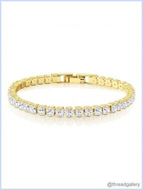 18K Gold Plated Cubic Zirconia Tennis Bracelet for Women Dainty Sparkle